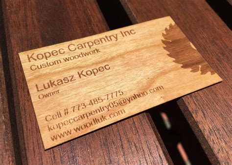 lightweight wood business cards personalized.